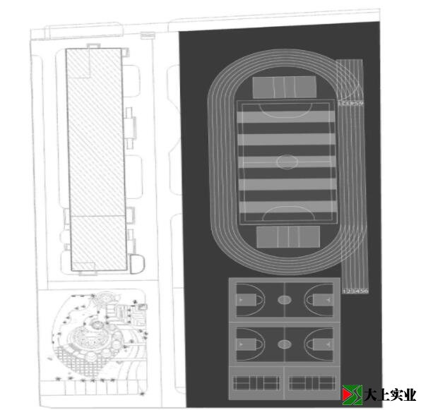 小學(xué)運動場地面整體塑膠鋪設(shè)效果圖