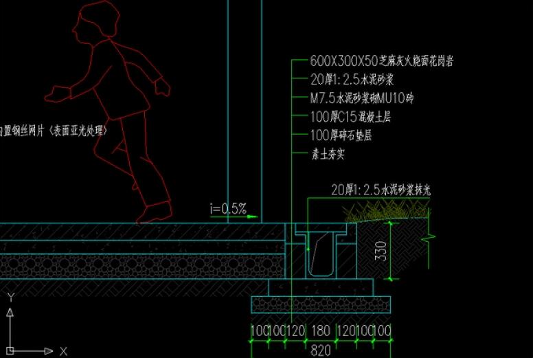 標(biāo)準(zhǔn)籃球場(chǎng)施工圖及籃球架、排水溝圖紙